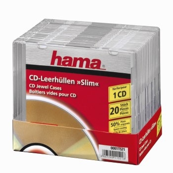 Hama Custodie Slim Trasparenti per CD - Confezione da 20, Ultra Sottile e Elegante