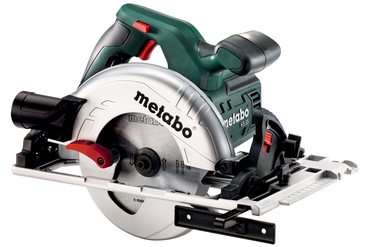 Metabo KS 55 FS Sega Circolare Portatile 16 cm - 1200 W, Profondità di Taglio 5,5 cm, 5600 Giri/min, Softgrip, Angolo di Taglio 0-45°