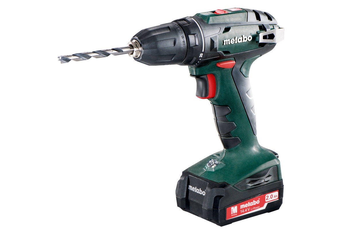 Metabo BS 14.4 Trapano Avvitatore a Batteria 1500 Giri/min con 2 Batterie e Valigia - Nero, Verde, Rosso