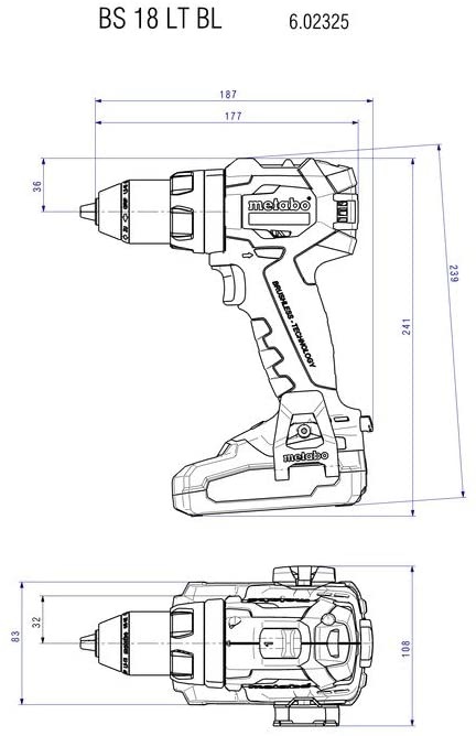 Metabo Avvitatore a Batteria 602325840 - Potente Motore Brushless, Lunga Autonomia e Luce di Lavoro Integrata