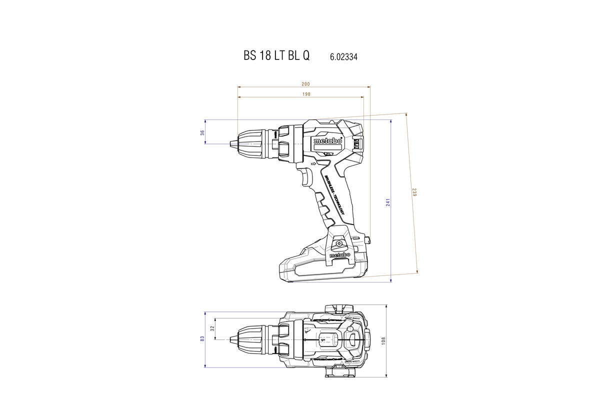 Metabo BS 18 LT BL Q Trapano Avvitatore a Batteria 18V Li-Ion con Sistema Quick e Funzione di Cambio Rapido