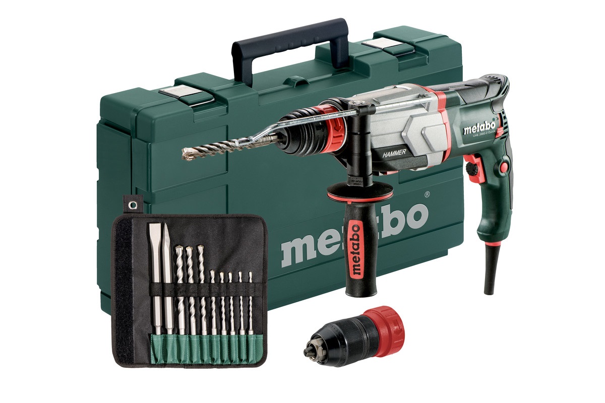 Metabo UHE 2660-2 Quick Trapano a Percussione 800 W con Set di Punte SDS-plus (10 Pezzi) e Valigetta