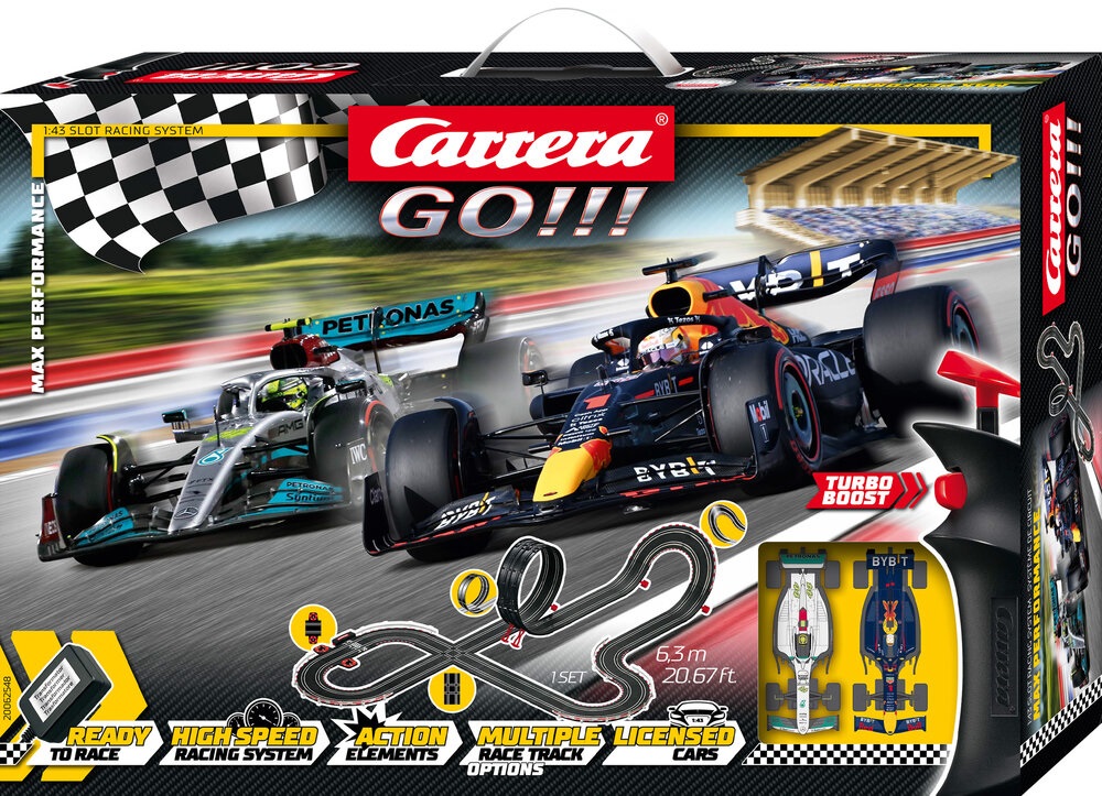 Carrera Max Performance - Pista da Corsa Formula 1 Scala 1:43 con Lunghezza Binari di 6,3 m, Da 6 Anni
