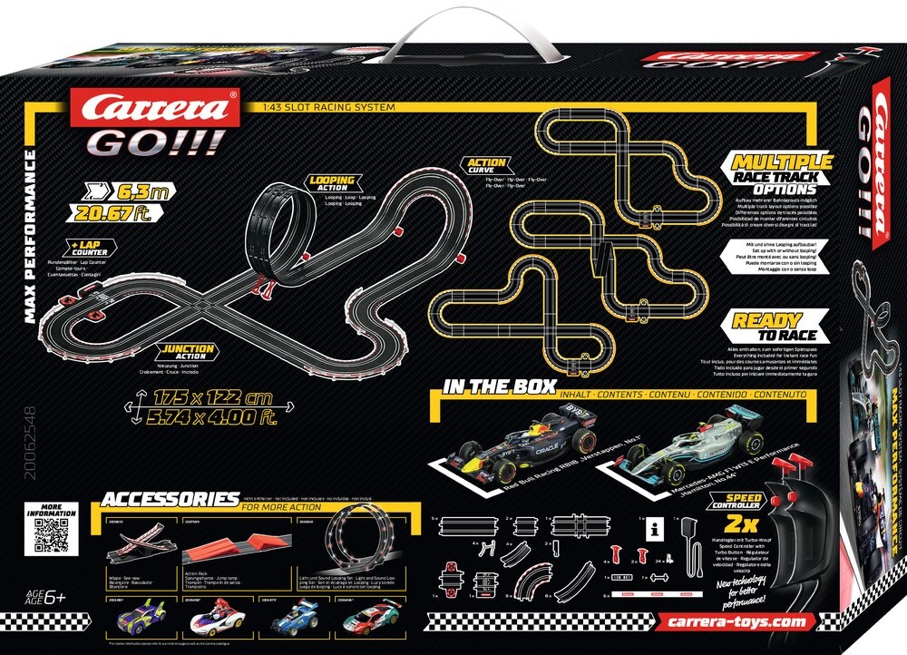 Carrera Max Performance - Pista da Corsa Formula 1 Scala 1:43 con Lunghezza Binari di 6,3 m, Da 6 Anni