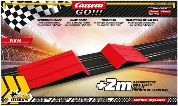 CARRERA Action Pack - Accessori per pista in scala 1:43 con rampa di decollo e atterraggio