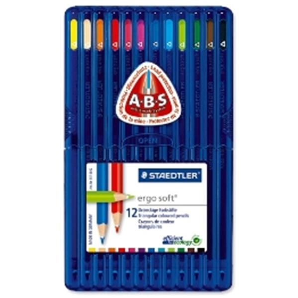 Staedtler 157 SB12 ErgoSoft Matite Colorate Triangolari Assortite - Confezione da 12 Pezzi, Mina 3 mm, Superficie Morbida e Impugnatura Ergonomica