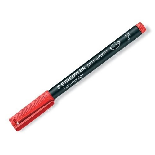 Staedtler Lumocolor 318-2 Marcatore Permanente Rosso Punta Fine 0,6 mm - Confezione da 10 Pezzi