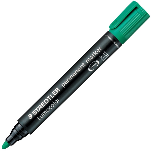 Staedtler Lumocolor Permanent 352 - Marcatore Permanente Verde - Punta Tonda 2 mm - Ricaricabile e Resistente