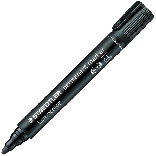 Staedtler Lumocolor Permanent Marker 352 - Marcatore Permanente Punta Tonda Nero 2 mm - Ricaricabile e Asciugatura Rapida
