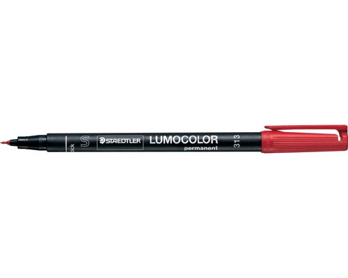 Staedtler 313-2 Pennarello Lumocolor Permanent Rosso Punta Superfine 0,4 mm - Confezione da 10 Pezzi