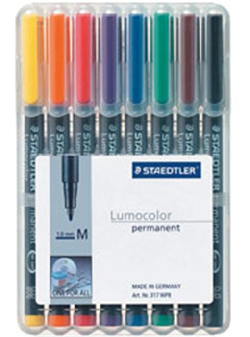 Staedtler 317 WP8 - Astuccio con 8 Pennarelli Permanenti, Punta 1,0 mm, Colori Assortiti: Nero, Blu, Marrone, Verde, Arancione, Rosso, Viola, Giallo