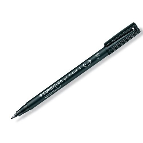 Staedtler Lumocolor Permanent 318-9 - Pennarello permanente punta fine 0.6 mm, colore Nero, confezione da 10 pz