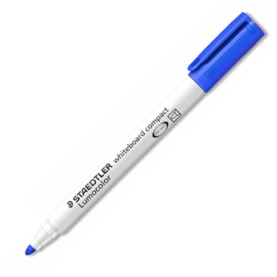 Staedtler Lumocolor whiteboard compact 341 - Marcatore cancellabile a secco blu 1-2 mm, fusto bianco, inchiostro inodore