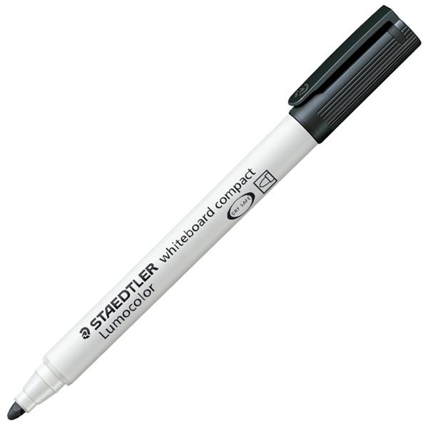 Staedtler Lumocolor whiteboard compact 341 - Marcatore cancellabile a secco nero 1-2 mm con fusto compatto da 12 mm