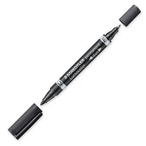 Staedtler Lumocolor Permanent Duo 348 - Marcatore Doppia Punta 0,6 mm e 1,5 mm - Nero - Inchiostro Permanente, Asciugatura Rapida, Ricaricabile