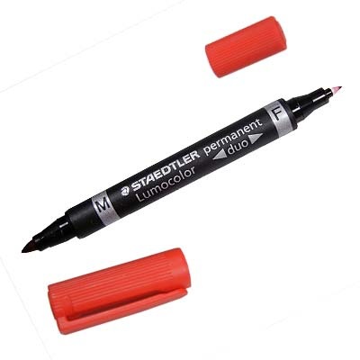 Staedtler Lumocolor Duo Marcatore Permanente Doppia Punta 0,6-1,5 mm Rosso - Inchiostro Asciutto e Resistente