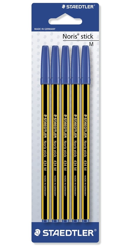 Staedtler Noris Stick Penna a Sfera Blu 0.35mm con Fusto Esagonale e Puntale in Ottone