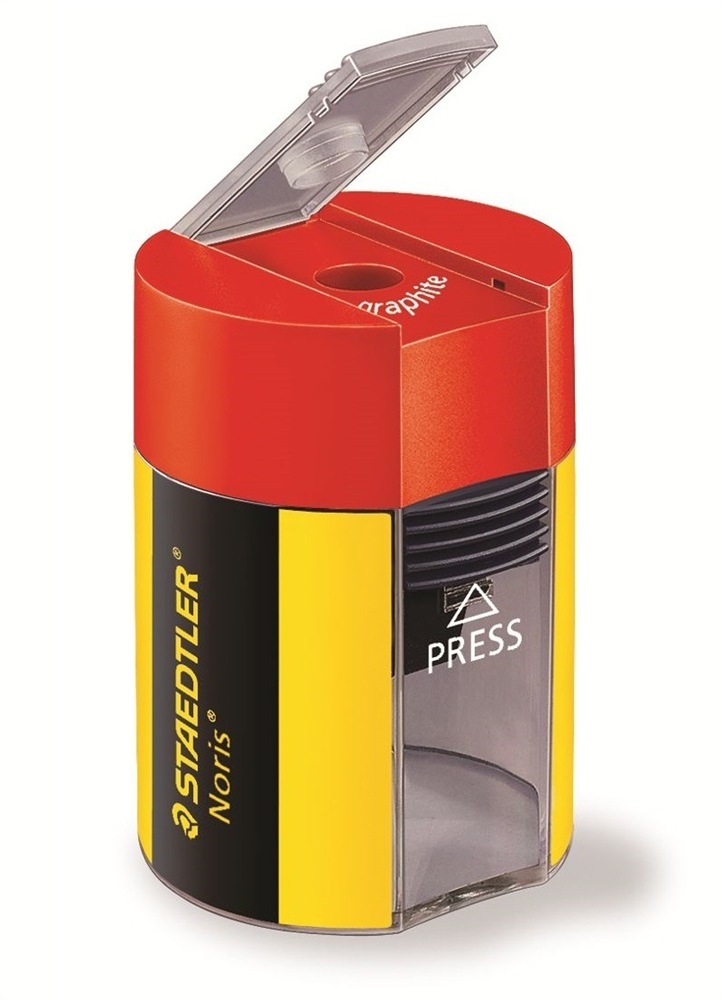 STAEDTLER Temperamatite Noris 511 004 - 1 Foro con Contenitore per Matite fino a 8,2 mm - Meccanismo in Metallo e Lama in Acciaio