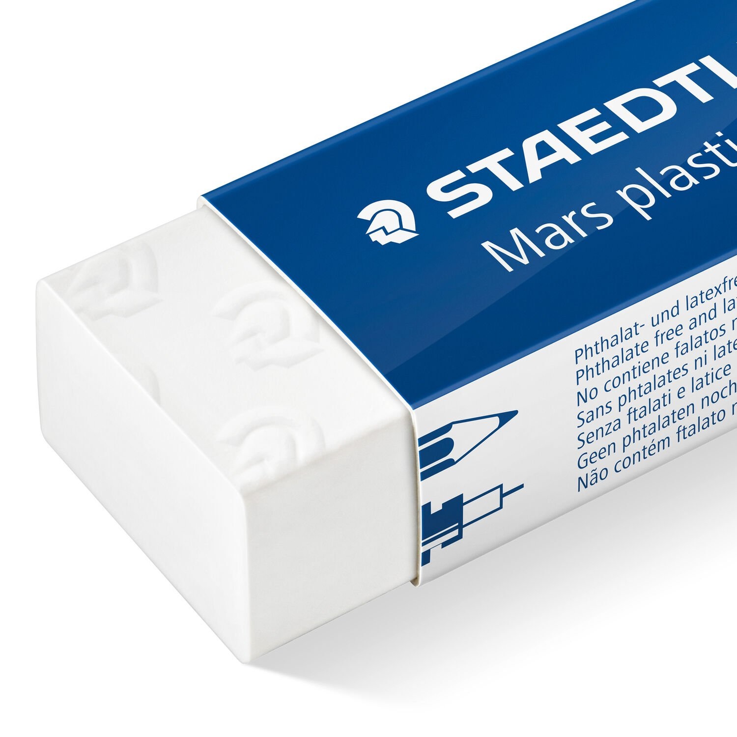 Staedtler Mars® Plastic Combi Gomma Bianco/Blu - 1 Pezzo, 65x23 mm, per Matita e Inchiostro di China