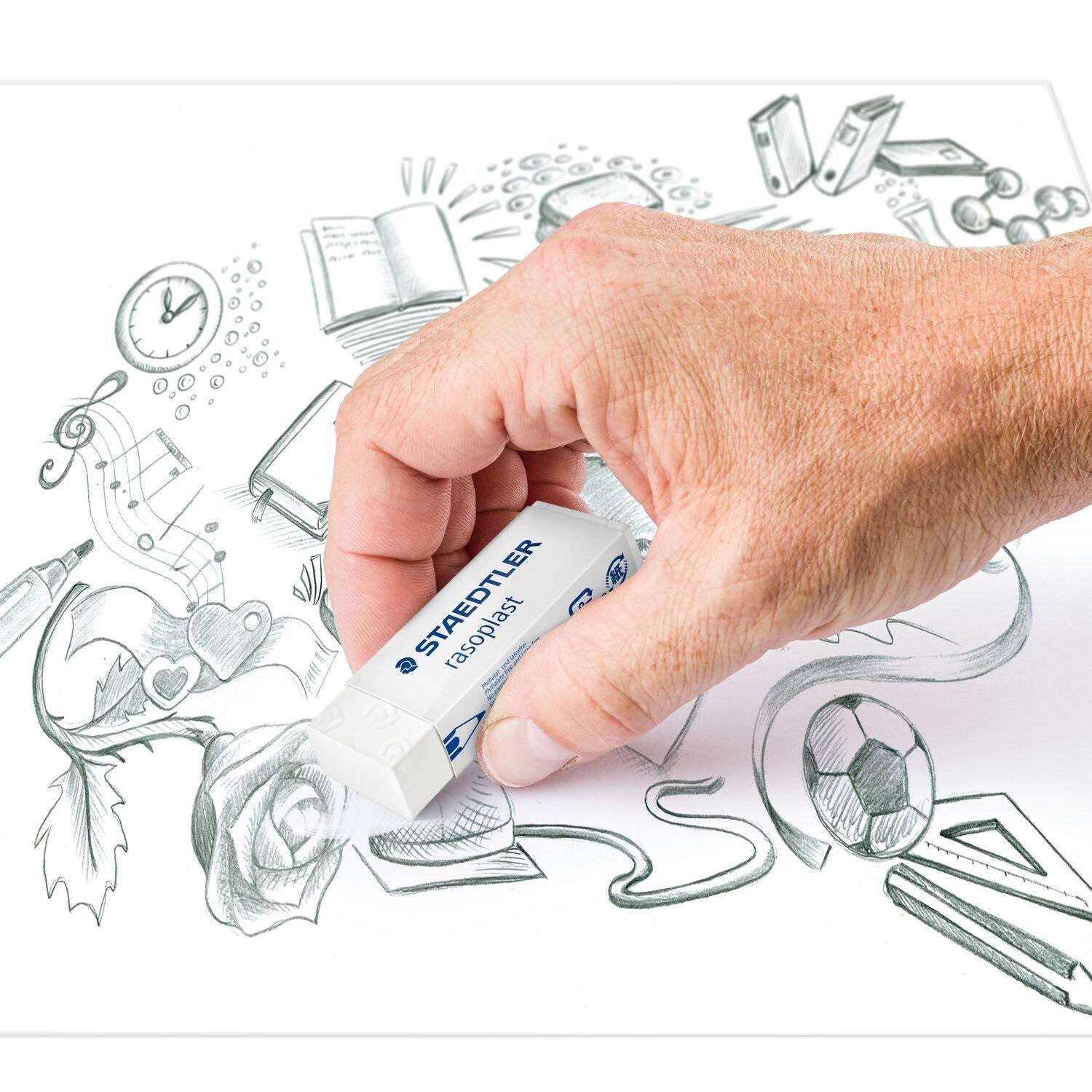 Staedtler Gomma Rasoplast 526 B20 Bianca - Gomma per Cancellare con Involucro di Cellofan, Senza Ftalati e Lattice, Dimensioni 65x23x13 mm