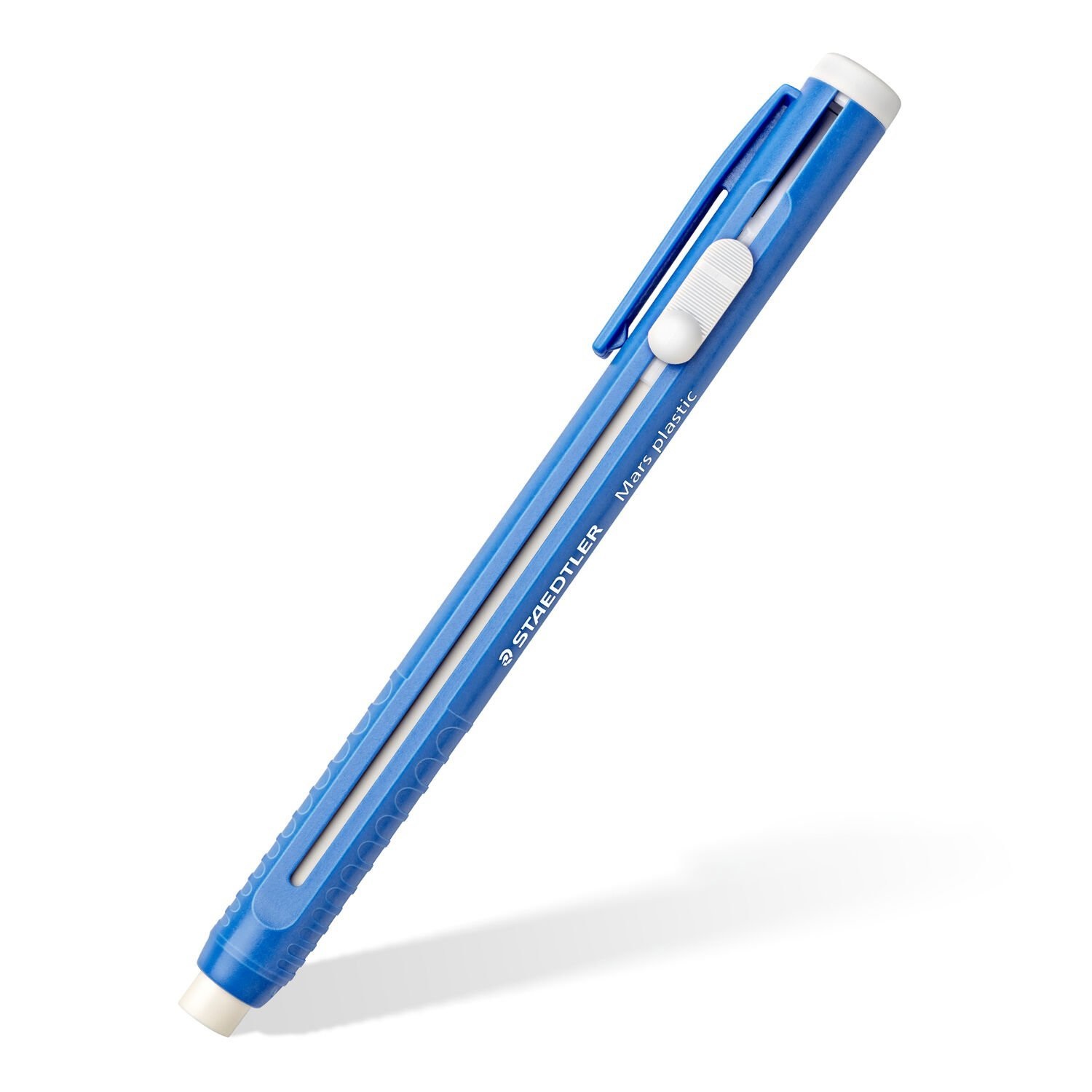 Staedtler Mars Plastic 528 Portagomma Bianco - Gomma per Matita con Meccanismo di Scorrimento e Clip, Senza Abrasivi
