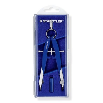 Staedtler Mars Comfort 556 Compasso Blu-Argento in Metallo e Plastica, Diametro Max Cerchio 225 mm, Astuccio con Ricambi