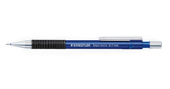 Staedtler Portamine Mars Micro 775 - Mina 0,7 mm, Impugnatura in Caucciù Naturale, Pulsante, Gommino Sostituibile, Clip e Punta Rientrante