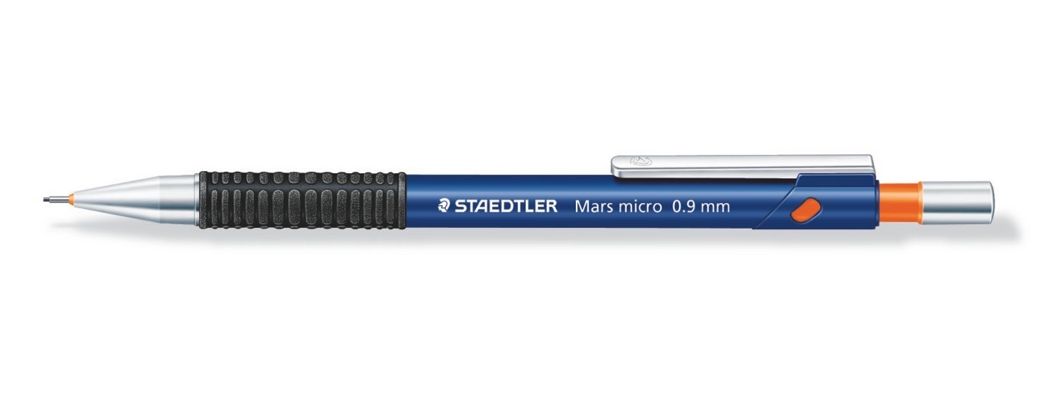 Staedtler Mars Micro 775 Portamine a Scatto 0,9 mm con Impugnatura in Caucciù, Gommino Sostituibile e Punta Rientrante