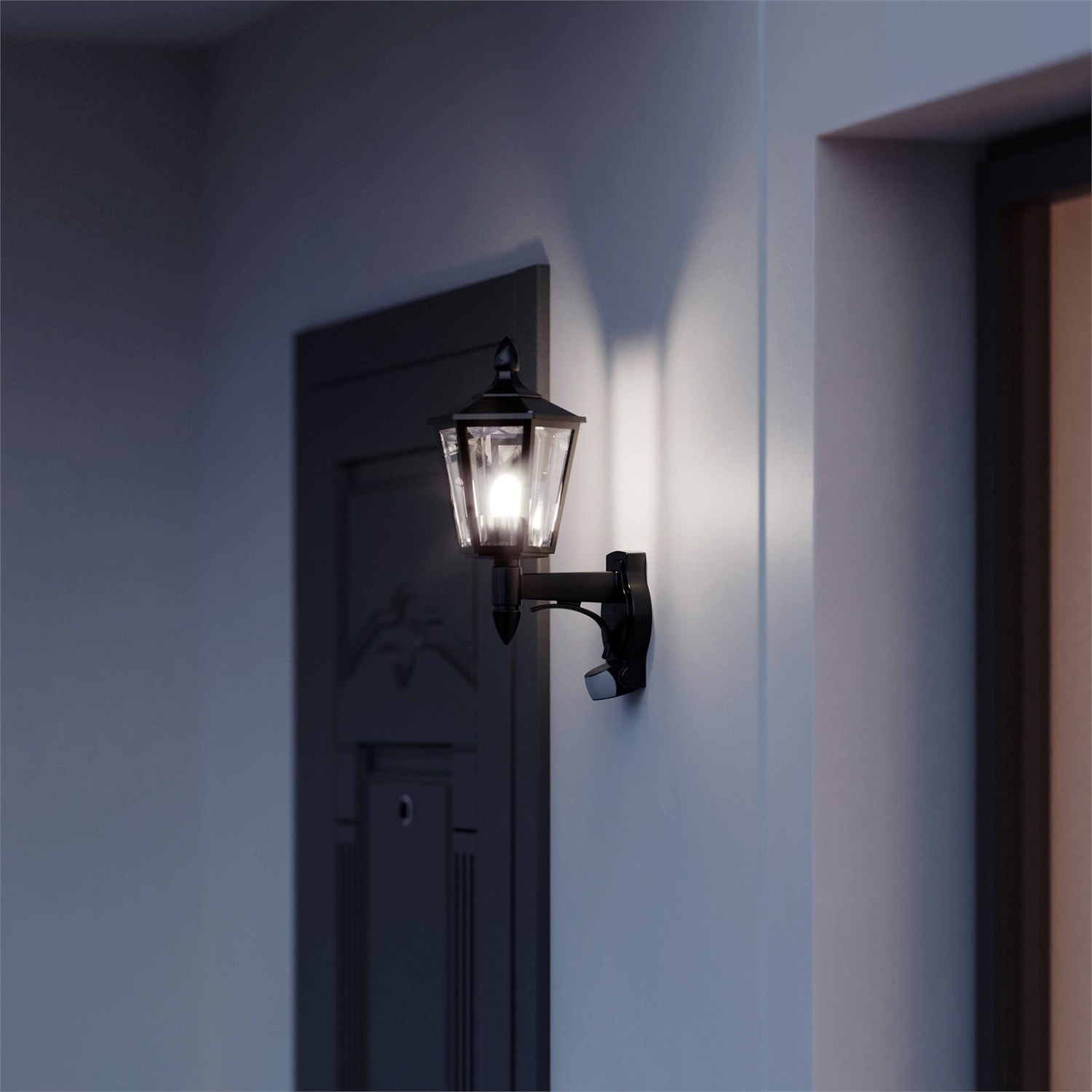 Steinel L 15 S Lampada da Parete per Esterni con Sensore di Movimento, 1x60 W, E27, IP44, Nero