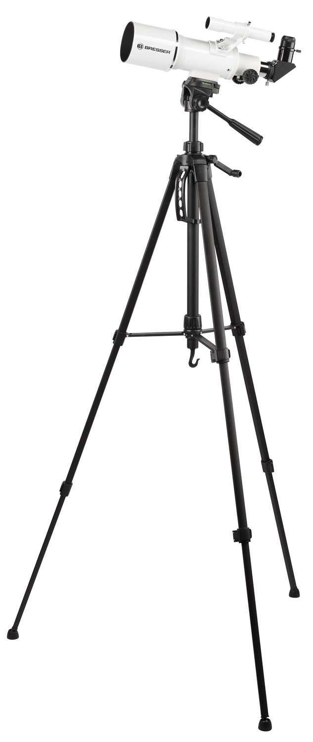 Bresser Optics Classic 70/350 - Telescopio Rifrattore 140x con Treppiede in Alluminio, Leggero e Compatto, Nero e Bianco