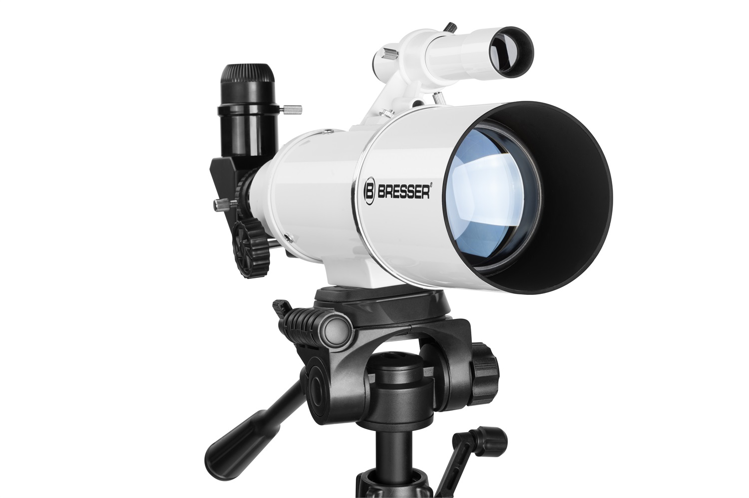Bresser Optics Classic 70/350 - Telescopio Rifrattore 140x con Treppiede in Alluminio, Leggero e Compatto, Nero e Bianco