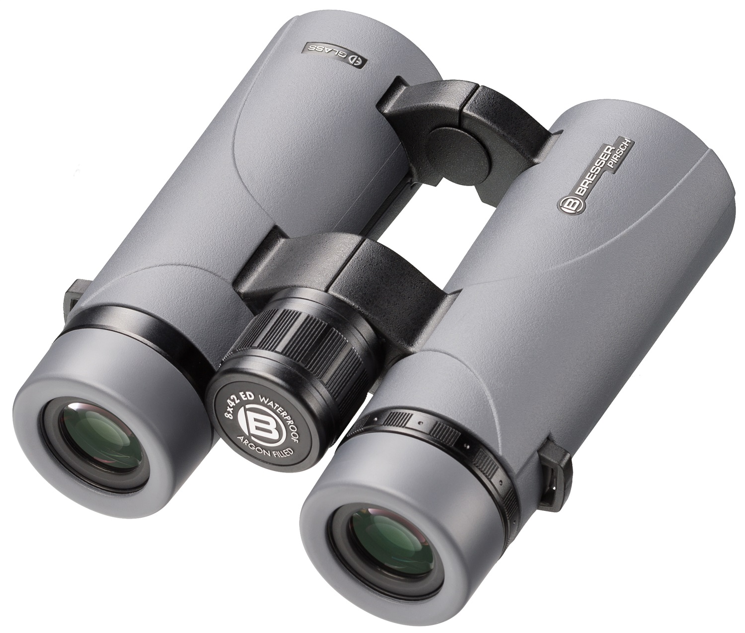 Bresser Pirsch ED 8x42 - Binocolo Impermeabile con Rivestimento di Fase, Colore Grigio