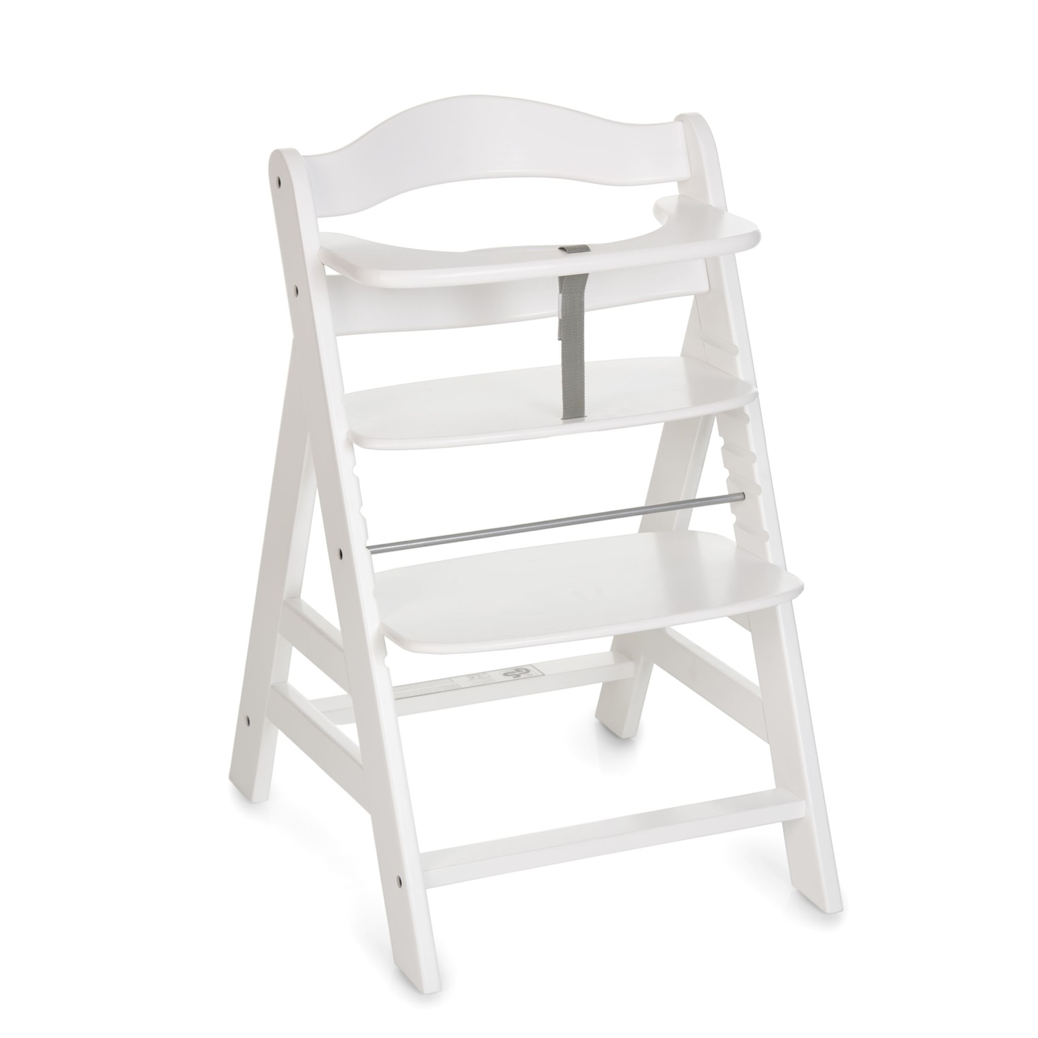 Hauck Seggiolone Evolutivo Alpha in Legno Bianco - Seggiolone da 6 mesi fino a 90 kg con Barra Frontale e Cinture di Sicurezza