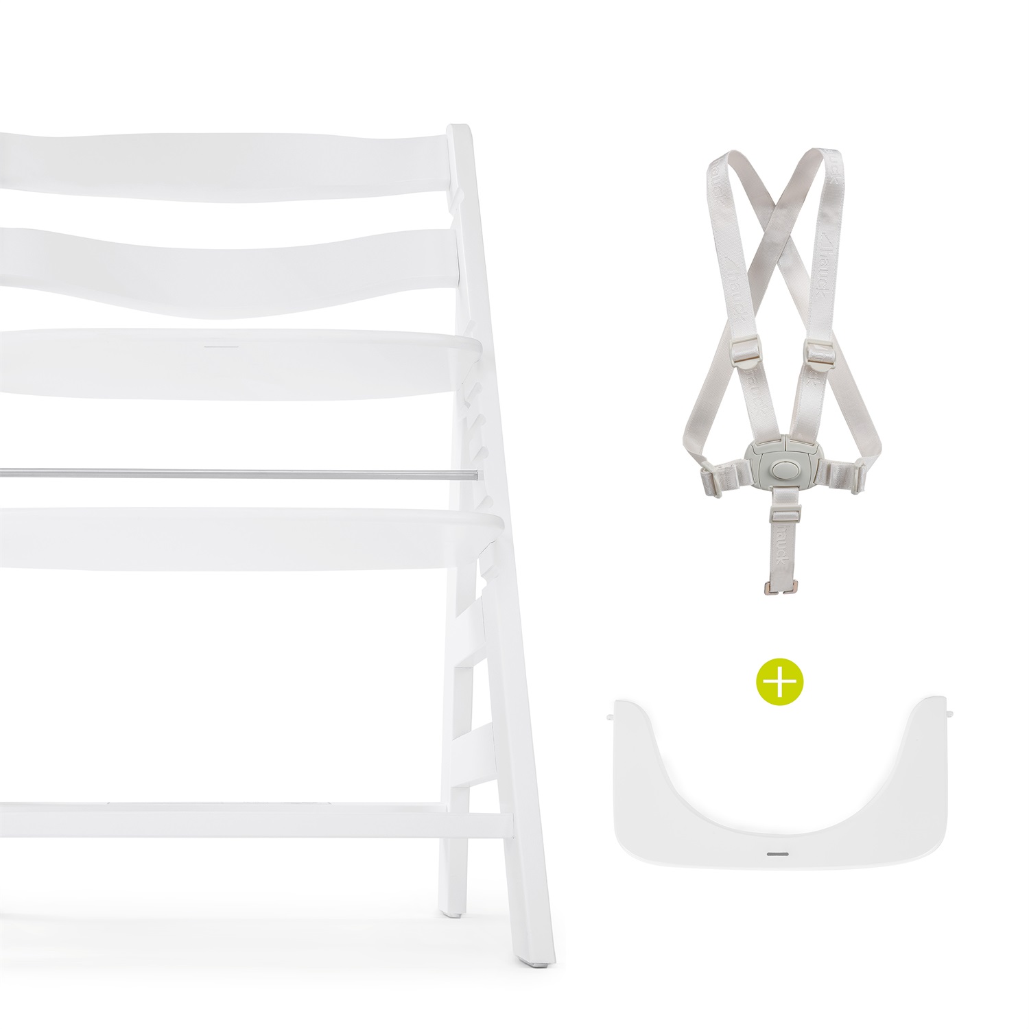 Hauck Seggiolone Evolutivo Alpha in Legno Bianco - Seggiolone da 6 mesi fino a 90 kg con Barra Frontale e Cinture di Sicurezza