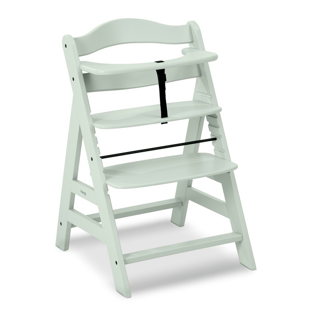 Hauck Seggiolone Evolutivo Alpha in Legno Menta - Regolabile, da 6 Mesi fino a 90 kg, con Sistema di Ritenuta a 5 Punti
