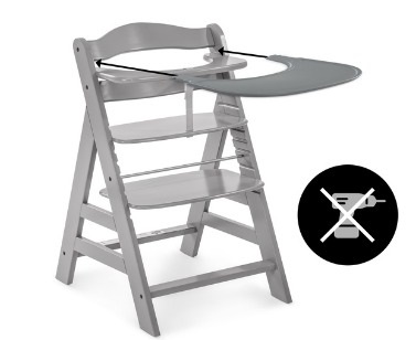 Hauck Alpha Click Tray - Vassoio Seggiolone Grigio in Materiale Riciclato, Facile da Fissare per Alpha e Beta , Ideale per Bambini da 6 a 36 Mesi