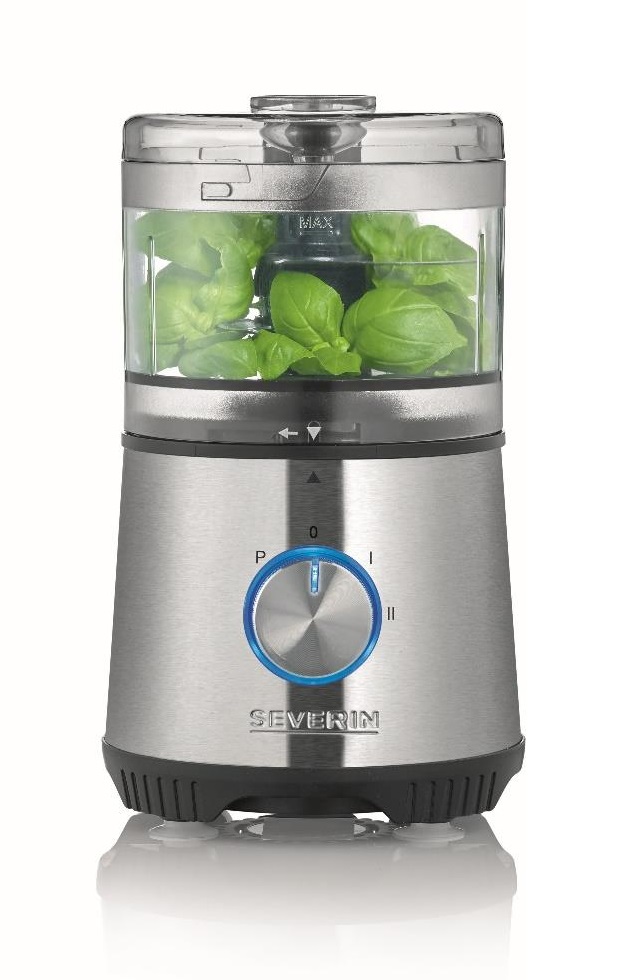 Severin KM 3865 Tritatutto Compatto 400W in Acciaio Inossidabile Nero - Robot Multifunzionale 4-in-1 con Funzione Pulse e 2 Livelli di Velocità