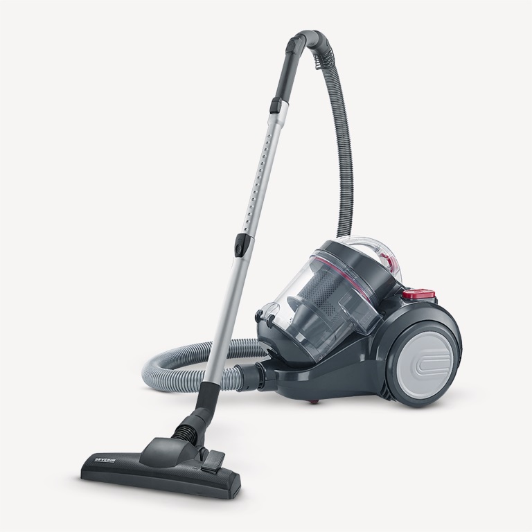 SEVERIN CY7089 Aspirapolvere Ciclonico Senza Sacco 800 W 2,1 L Nero-Rosso con Pulizia Silenziosa e Bocchetta XL per Parquet