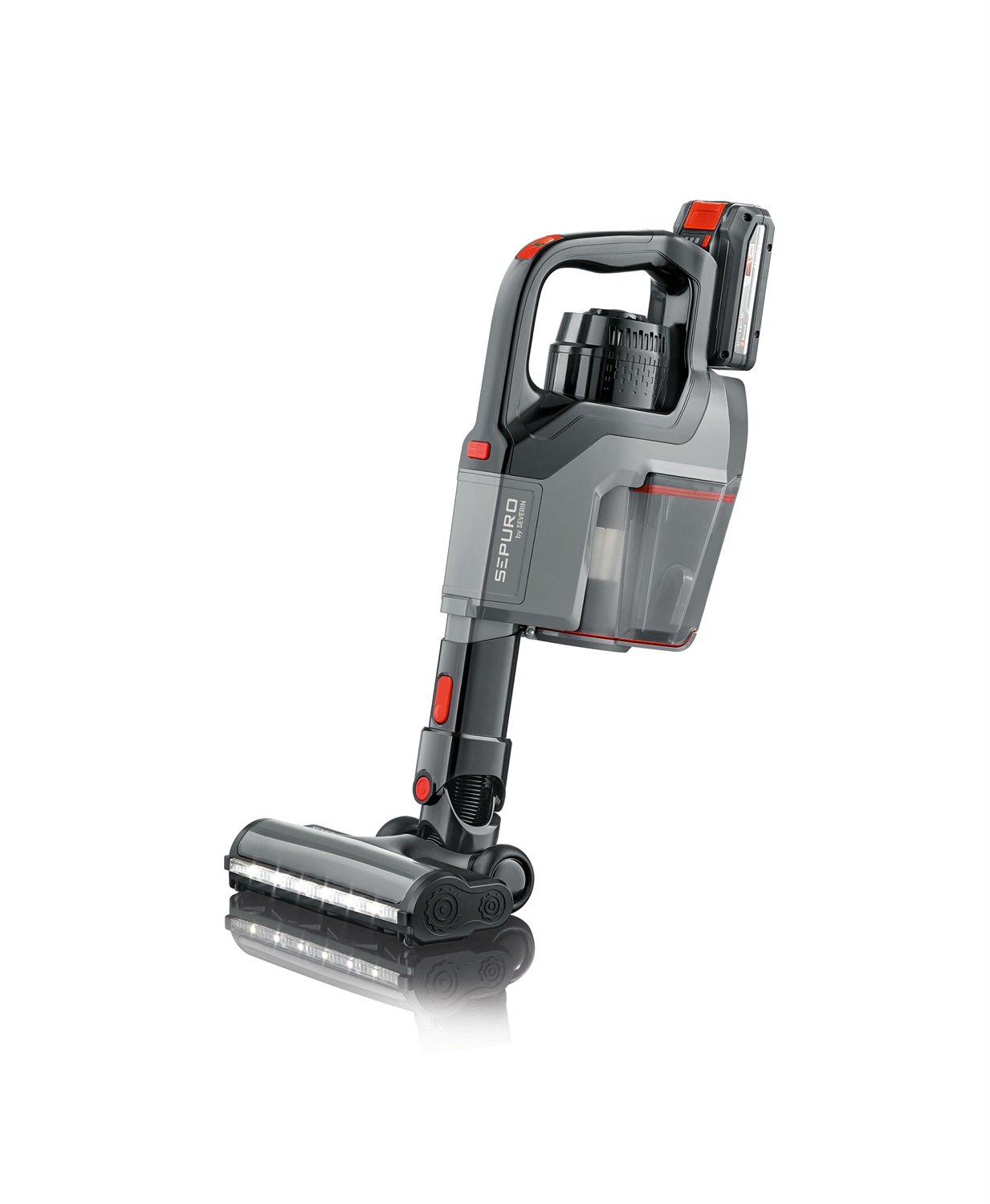 Severin HV 7184 Aspirapolvere a Bastone Senza Fili con Batteria Ricaricabile, Capacità 0,6 L, Filtraggio HEPA, Potenza 280 W, Colore Nero e Grigio