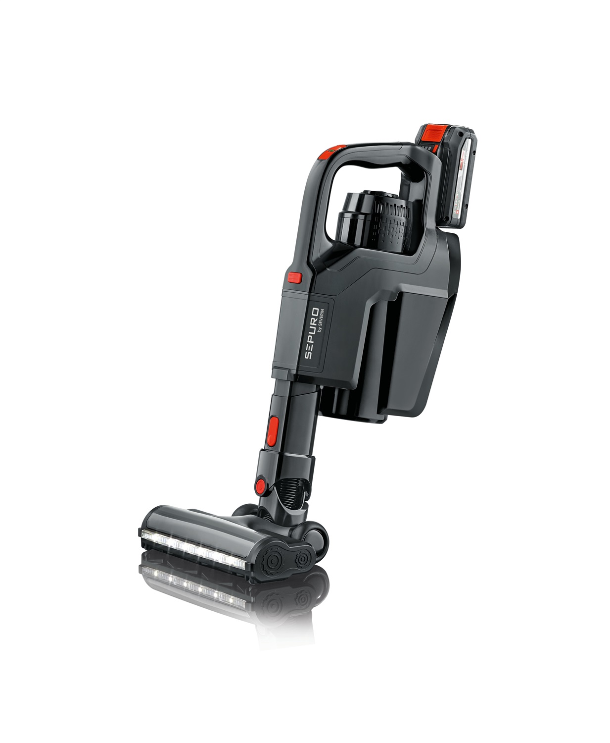 Severin HV 7187 Aspirapolvere a Bastone Senza Fili con Sacchetto, Filtraggio HEPA, Potenza 450 W, Capacità 1 L, Colore Nero