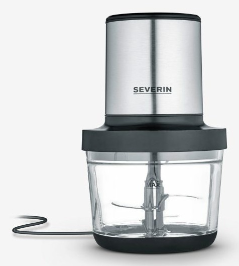 Severin KM 3867 Tritatutto Elettrico Universale 1 L 400 W - Tritaverdure e Preparazioni Culinarie in Nero, Argento e Trasparente