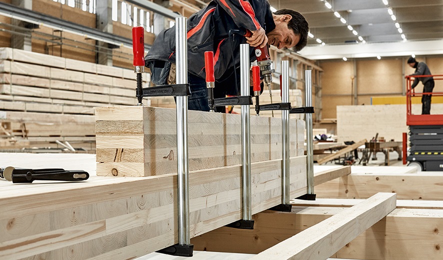 Bessey Apriete TKPN 1250x125mm - Morsetto con forza di serraggio fino a 6.500 N e impugnatura ergonomica in legno