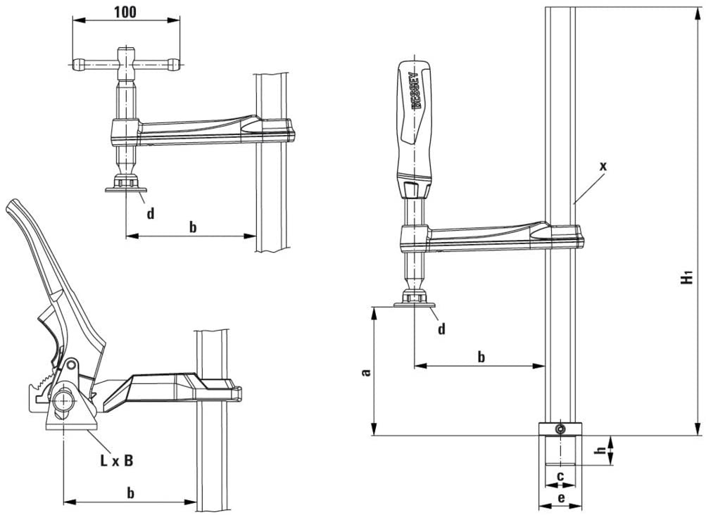 BESSEY Morsetto TW-K 200x100mm - Bloccaggio preciso, impugnatura ergonomica e diverse versioni disponibili
