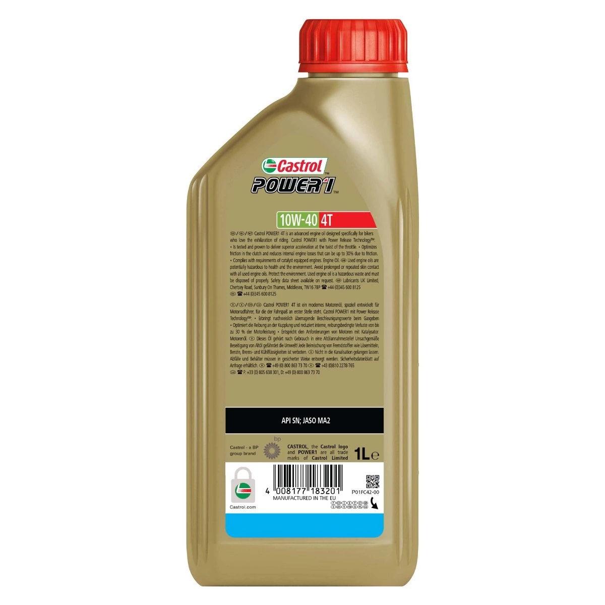Castrol Power1 4T 10W-40 Olio per Motore Semi Sintetico 1L per Motociclette