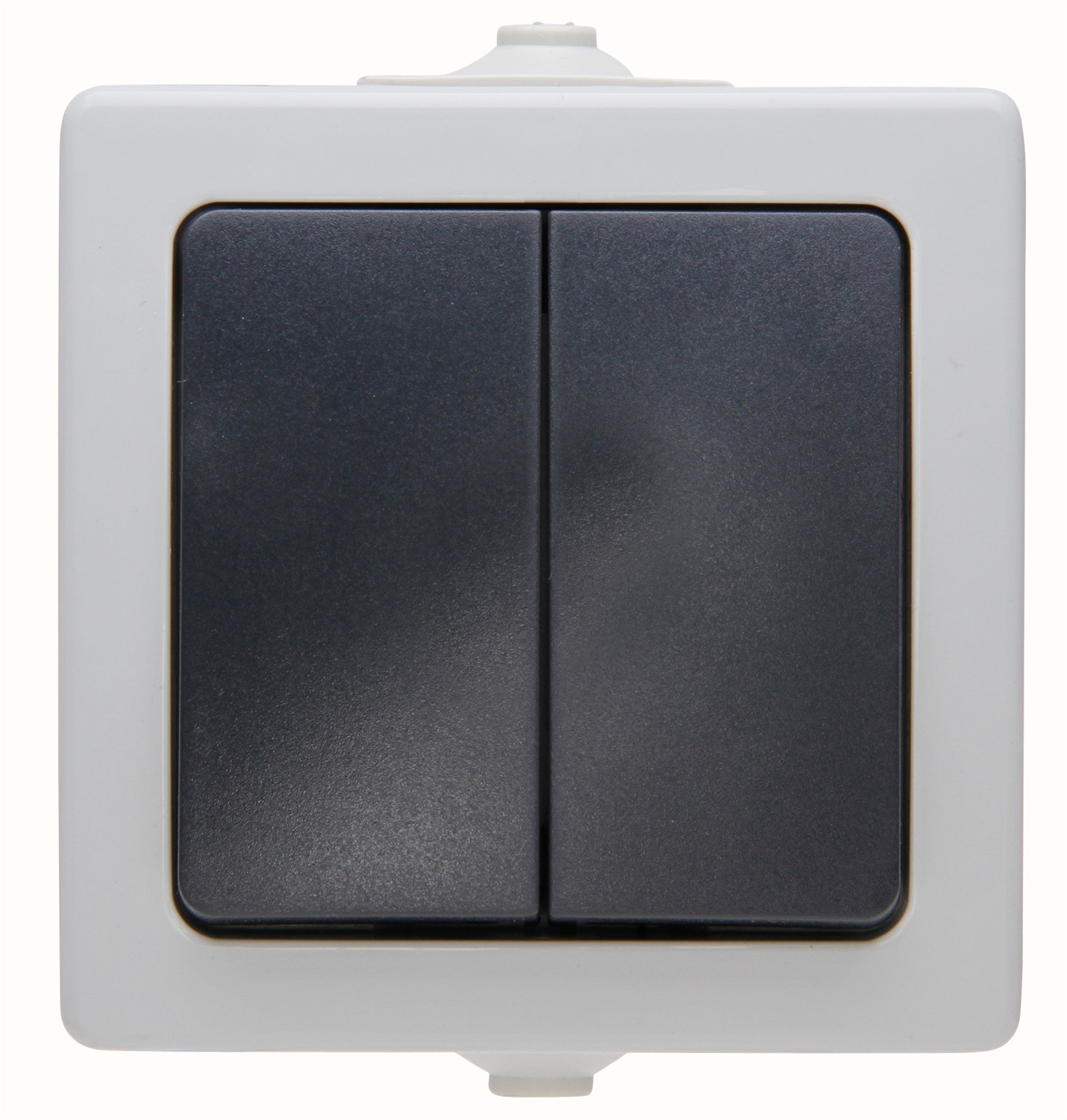 Kopp Interruttore Doppio Nautic IP44 per Ambienti Umidi - 10A/16A, Montaggio a Parete, Plastica Grigio Chiaro