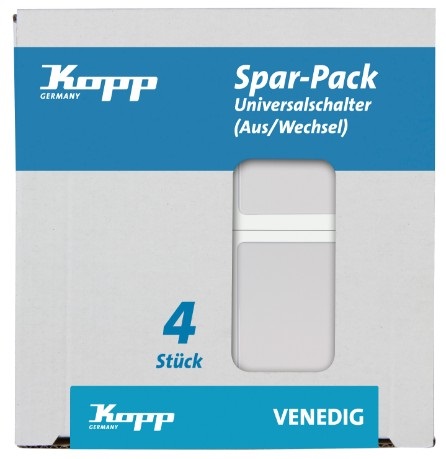 Kopp VENEDIG - Interruttore Universale Bianco, 4 Pezzi, 250V, 10A, Design Elegante