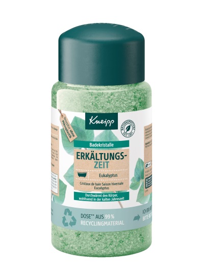 Kneipp Cristalli da bagno per il raffreddore - 600 g con sale naturale della Saline Luisenhall e oli essenziali di eucalipto e menta, effetto aromacologico