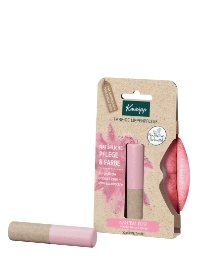 Kneipp Balsamo Labbra Colorato Natural Rosé - Cura Naturale e Nutriente per Labbra - 3,5 g