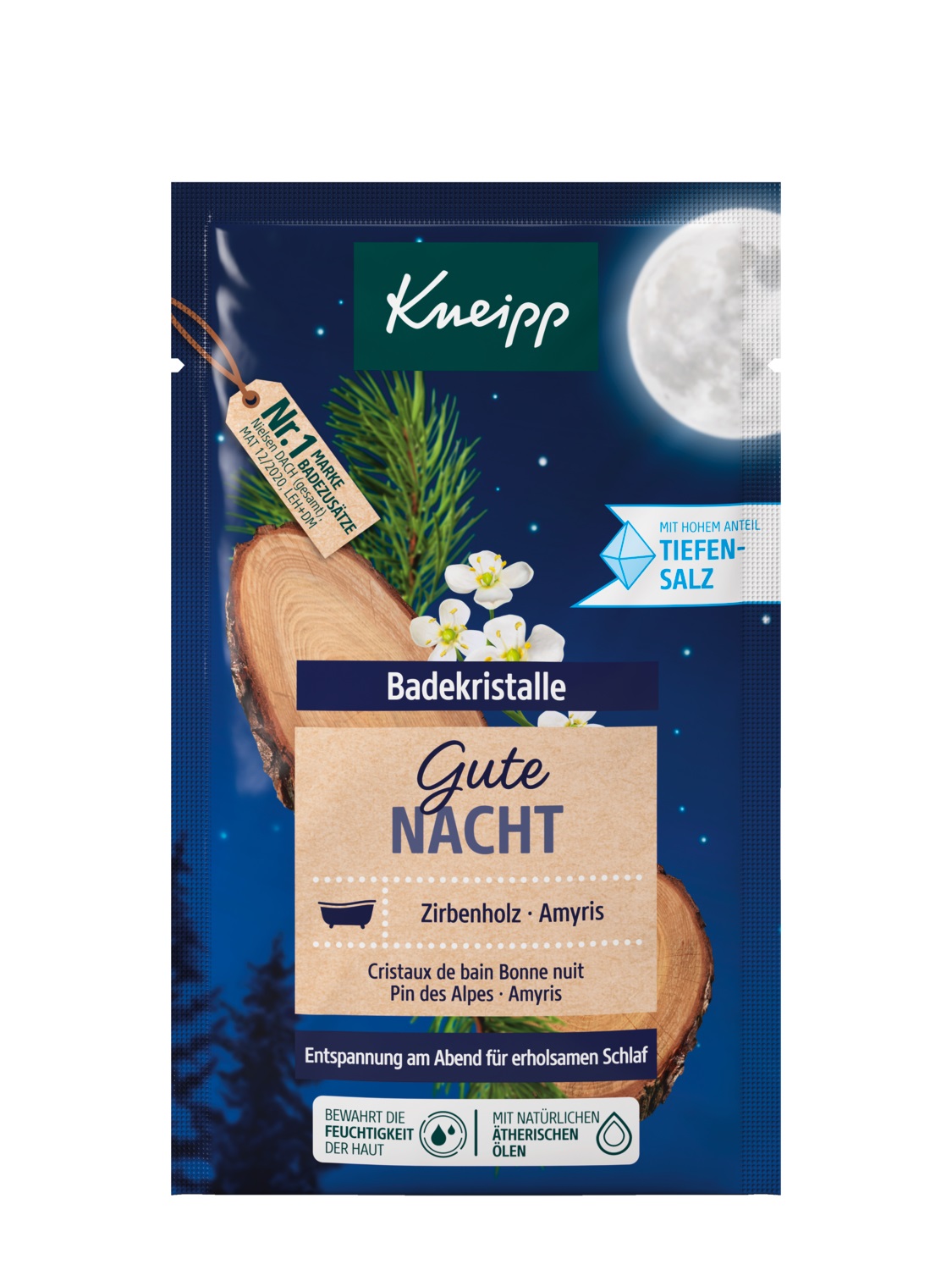 Kneipp Good Night Sale da Bagno Minerale 60 g - Rilassante al Profumo di Pino e Sandalo