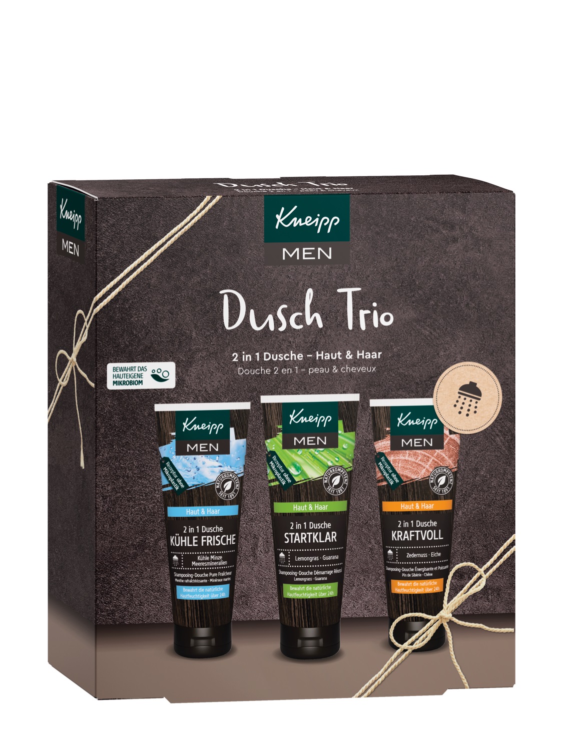 Kneipp Men Shower Trio - Gel Doccia 2in1 Kühle Frische, Startklar e Kraftvoll 75 ml per Uomo